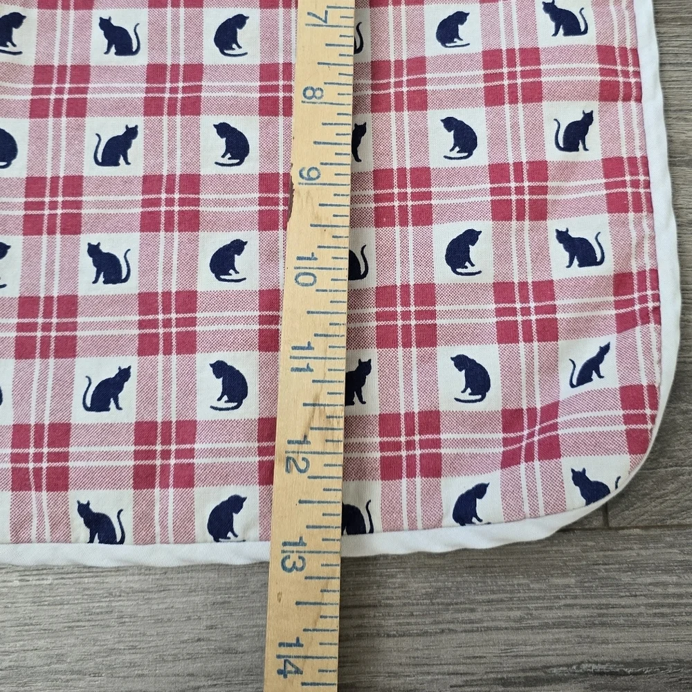 VTG Set Of Checkered Cat Place Mats And Matching Napkins